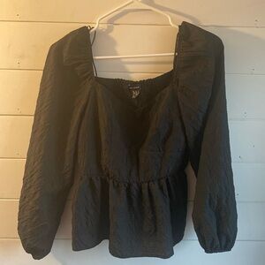 Black Puff Sleeve Crop Top